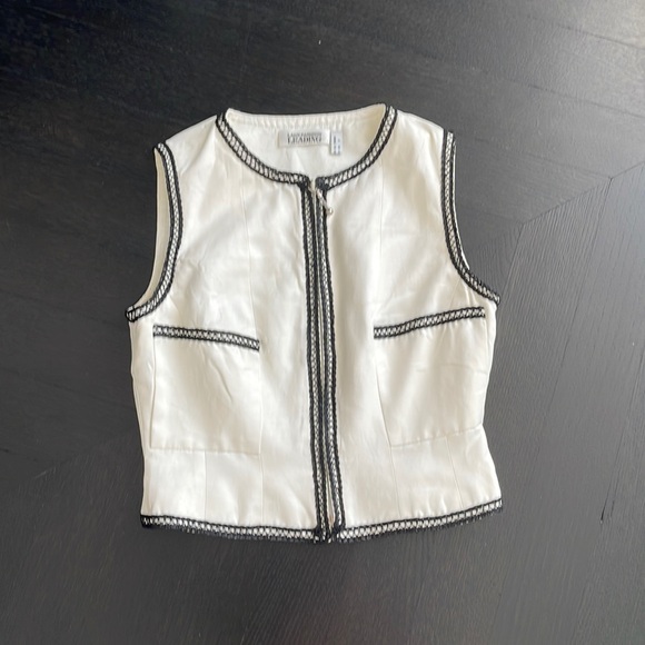 Vintage White Vest with Black Embroidery - Picture 2 of 6